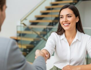 job interview success tips: woman shaking hands with recruiter after successful interview process